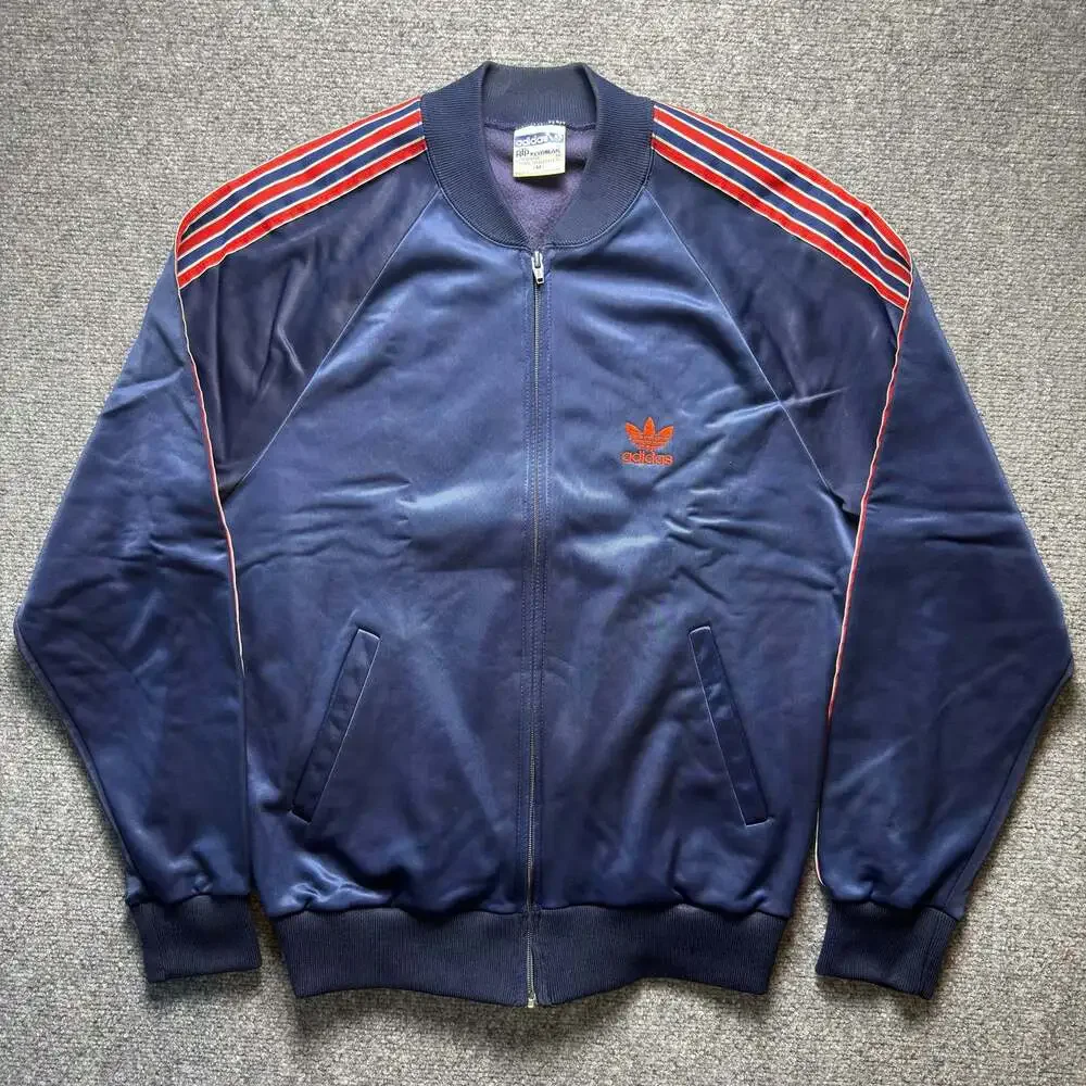 Vintage 1980s Adidas ATP Keyrolan Track Jacket Blue and Red Full Zip